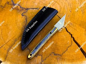 มีดคิริดาชิเหล็กดามัสกัสคุณภาพสูง ใบมีดขนาด 2 นิ้ว ด้ามไม้ ความยาวรวม 15.24 ซม. คมกริบ ใบมีดแบบตายตัว - Product Image 3