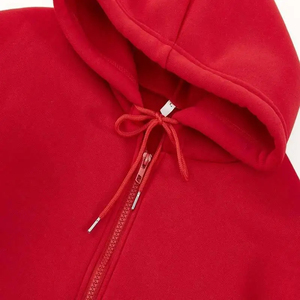 Sudadera con Capucha Roja para Hombre de Harry Johnson Production, Cierre de Cremallera, Color Sólido, Corte Regular Informal, Tejido de Felpa Francesa, Ropa de Otoño - Product Image 2