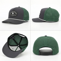 Gorra Deportiva Personalizada de 5 Paneles, Impermeable, de Poliéster Verde, con Orificios Cortados a Láser, Gorra de Golf Perforada, Gorra de Béisbol
