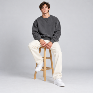 Sweat-shirt épais pour homme, commande en gros, automne-hiver, en tissu éponge lavé, style sport, épaules tombantes, manches longues, fournisseur - Product Image 5