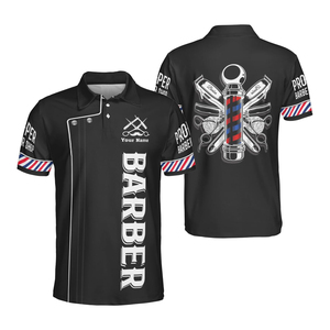 T-shirt décontracté vierge pour coiffeur, personnalisable avec logo, en polyester et coton, pour hommes, idéal pour salon de coiffure - Product Image 1