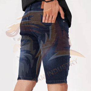 Shorts de Mezclilla Personalizados Estilo Urbano para Hombre, Transpirables, de Lona, Cintura Media, Largo hasta la Rodilla - Product Image 6
