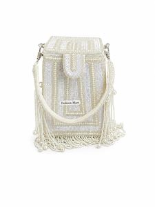 Bolso de Mano de Lujo para Mujer, con Cuentas y Flecos de Perlas, Hecho a Mano, para Fiestas - Product Image 3