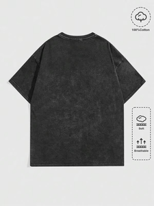 เสื้อยืดโอเวอร์ไซส์ผู้ชายแบบซักพิเศษ ผ้าฝ้าย 100% เสื้อสตรีทแวร์ Y2K ระบายอากาศได้ดี เสื้อผ้าลำลองขายส่งจากโรงงาน - Product Image 2