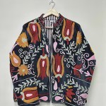 Factory Price Vintage Suzani Embroidered Velvet Jacket Women Short Boho Floral Bomber Jacket <b>Winter</b> Warm <b>Coat</b> Trendy Top Product - Product Image 2