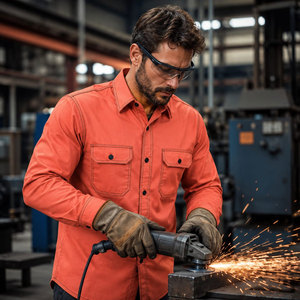 Lightweight FR <b>Welding</b> Button down <b>Shirt</b> with Vented Mesh Back and Underarm for Summer Flame Resistant Safety Clothing - Product Image 6