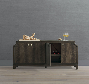 Buffet bas moderne en bois de mahogany massif avec prise électrique intégrée, meuble de rangement contemporain et minimaliste pour salon - Product Image 2