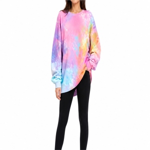 เสื้อสเวตเชิ้ตผู้หญิงหลากสีแบบ Tie Dye ทรงโอเวอร์ไซส์ สวมใส่สบาย สีสันสดใส แขนยาว สวมใส่สบาย ทรงหลวม สไตล์ทันสมัยสำหรับทุกวัน - Product Image 1