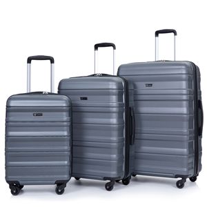 Set da bagaglio espandibile 3 pezzi grigio per PC valigia leggera e resistente con ruote a due ganci e lucchetto TSA (21/25/29) - Product Image 2