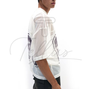 Nueva camiseta de malla holgada para hombre con estampado de letras, ropa masculina, camiseta holgada personalizada, ropa urbana para hombre - Product Image 3