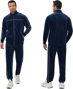 Conjunto Deportivo de Invierno para Hombre, Azul Marino, con Capucha, Transpirable, Ligero, Resistente al Viento, Ecológico, Cintura Elástica, 2 en 1 - Product Image 3