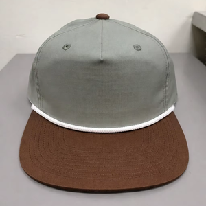 หมวกแก๊ป 5 แผงแบบ Snapback ขายส่ง ปักโลโก้ตามสั่ง หมวกเชือกสไตล์สตรีทแวร์กลางแจ้ง ปีกแบน ปักลาย 3 มิติ ผ้าแคนวาส - Product Image 1