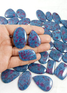 Natural <b>Ruby</b> Kyanite Premium Oval Cut Blue Red Loose Gemstone Cabochon for Jewelry Making Mix Shape Size 20-40MM - Product Image 5