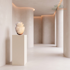 Lámpara de Sal de Cristal Blanco Tallada a Mano con Base de Madera, Decoración Romántica para el Hogar y Luz de Regalo - Product Image 4