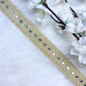 Encaje de lujo con bordado de pedrería, cinta con cuentas pesadas, ribete étnico nupcial, encaje brillante con pedrería para vestidos - Product Image 4