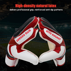 Gants de gardien de but de football en latex allemand, design personnalisé noir et rouge, coupe négative, extensibles, avec latex allemand de 3 mm et embossage - Product Image 2