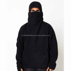 New Fashion Custom Logo Embroidery Double Layer Hooded Pullover Balaclava Hoodies <b>Men</b> Full Zip <b>Thermal</b> 100% Cotton 340g - Product Image 4