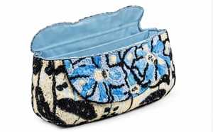 Luxury Handmade Fashion Blue Floral Beaded Nylon Shoulder Bag Women Chain Strap Evening Clutch Designer Embroidery Party Handbag - Product Image 3