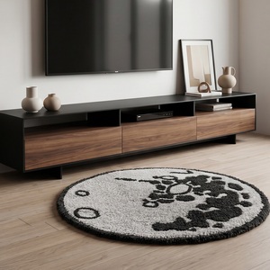 Tapis rond en laine tufté à la main, inspiré des phases lunaires, tendance, pour chambre à coucher, salon et décoration intérieure moderne - Product Image 1