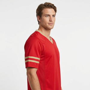 Camiseta Deportiva de Malla Transpirable con Cuello en V Roja y Dorada, Personalizada con el Logotipo del Equipo, Uniforme de Fútbol Americano para Hombre - Product Image 5