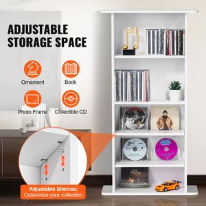 Mueble de Almacenamiento de 5 Niveles para Sala de Estar, Estantes Ajustables para CD, Capacidad para 240 CD, Protege Películas, Música y Videos - Product Image 2