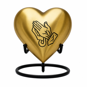 Praying Hands Engraved Heart Shaped <b>Keepsake</b> Cremation <b>Memorial</b> <b>Keepsakes</b> Urn for Funeral Ashes - Product Image 1