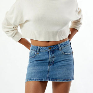 กระโปรงยีนส์คุณภาพสูง ระบายอากาศได้ดี แฟชั่นฤดูร้อน สีพื้น กระโปรงยีนส์สั้นทรงมินิ ชุดเดรสผู้หญิง ราคาส่งถูก - Product Image 2