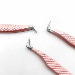Pince à épiler pour cils en acier inoxydable faite à la main, nouvelle arrivée, revêtement poudré pêche, pointe noire, étiquette personnalisée, testée à la main - Product Image 6