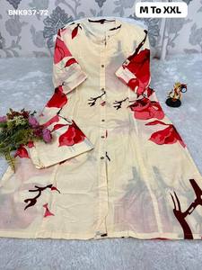 Conjunto de Kurti y Pantalón de Algodón de Primera Calidad con Estampado para Uso Casual, Tendencia en Moda, Compra en Línea en India - Product Image 3