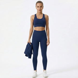 Women Yoga Wear Compression Three Piece Set Sportswear Bra Leggings & Training <b>Jacket</b> Women's Base Layer 3 Pcs - Product Image 3