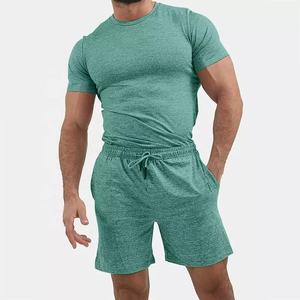 Survêtement personnalisé de couleur unie pour hommes, grande taille, Short à manches courtes, costume de sport, loisirs pour hommes, ensembles de Logo personnalisé pour hommes - Product Image 5