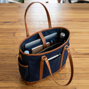 Bolso de lona profesional Regal Three Llc para oficina con ribete de cuero y bolsillo frontal para uso diario - Product Image 3