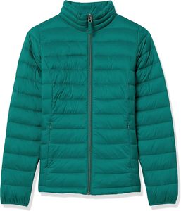 Women's Emerald Green Quilted Jacket <b>Stand</b> Collar Full Sleeve Zipper Closure Solid Color Winter Puffer <b>Coat</b> - Product Image 5
