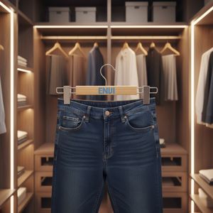 Cintres en bois de pin de haute qualité pour vêtements, pantalons et robes, avec pinces en fer, durables et antidérapants, pour armoire, salon et salle de bain - Product Image 1