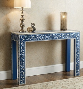 Blue Mother of Pearl Bone Inlay Stable Leg Traditional <b>Console</b> <b>Table</b> <b>for</b> Dining and Villa Use - Product Image 1