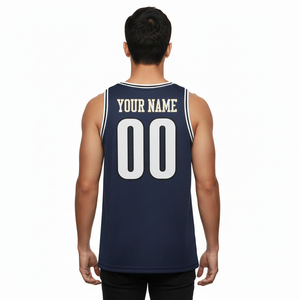 OEM Custom Athletic Basketball Tank <b>Top</b>/Jersey Dark <b>Navy</b> Blue Mesh Fabric Adult Men Training Sportswear Team Uniform - Product Image 3