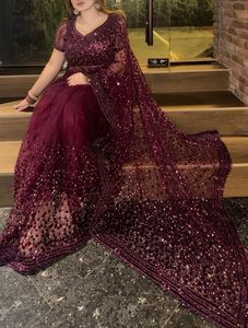 Indian Traditional Ethnic Partywear <b>Saree</b> with Sequins Work for Wedding Occasion and Festive Function for Women Fancy Outfit - Product Image 5