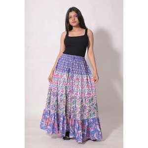 Jupe longue en coton indien imprimé au bloc, jupe maxi bohème à motifs floraux, jupe d'été faite à la main - Product Image 5