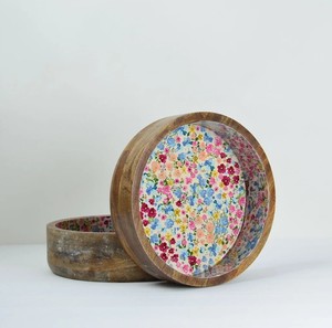 Tazón para Servir con Diseño Floral, Nuevo Lanzamiento, Tazón de Madera con Estampado Esmaltado, Tazón de Madera Esmaltada Hecho a Mano de Alta Calidad, Exportador Mayorista - Product Image 1