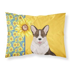 <b>Summer</b> Sunflowers Brindle <b>Cardigan</b> Corgi Standard <b>Lightweight</b> Super Soft Easy Care Decorative Artwork Pillowcase <b>for</b> Home Decor - Product Image 1
