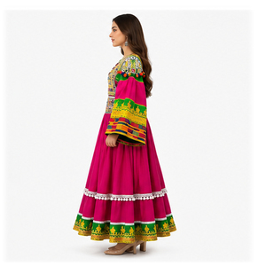 Vestidos Tradicionales Afganos para Mujer, los Más Populares para Fiestas, Trajes Hechos a Mano con Bordados, Lentejuelas y Encaje, Vestido Kuchi Afgano Natural - Product Image 2