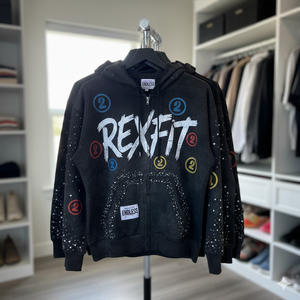 Nouveaux sweats à capuche personnalisés avec strass, vente en gros, streetwear, molleton épais 500 GSM, logos sérigraphiés, sweats à capuche zippés - Product Image 5