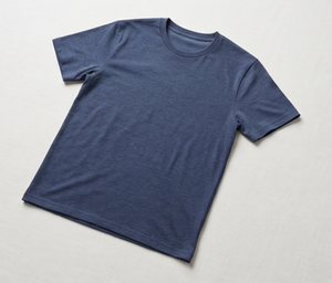 T-shirt à manches courtes bleu marine pour homme, coupe classique, couleur unie, décontracté, col rond, jersey en coton tricoté - Product Image 3