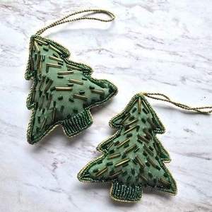 Beaded <b>Christmas</b> Tree <b>Ornament</b> Unique Contemporary Design Handcrafted <b>Felt</b> Hanging Decor Custom Wholesale Low MOQ Room Gift - Product Image 6