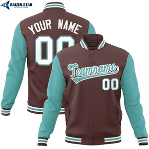Chaqueta Varsity para Hombre, Personalizada con Nombre y Número del Equipo, Manga Azul y Amarilla, Ropa Casual de Otoño, Material de Poliéster - Product Image 3