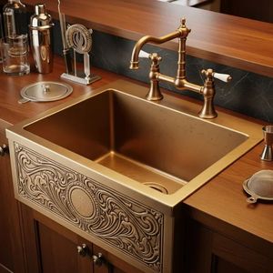 Évier de cuisine en laiton haut de gamme fait main, style ferme, durable, installation sur comptoir, design moderne - Product Image 6
