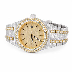 Reloj de cuarzo redondo de acero inoxidable de calidad para hombre de lujo con bisel de diamantes y esfera analógica - Product Image 3