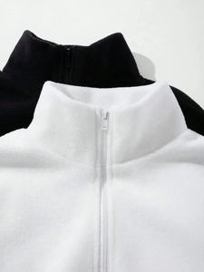 Sweat-shirt polaire unisexe surdimensionné à demi-zip, couleur unie, col montant, manches classiques, décontracté, pour l'hiver - Product Image 3