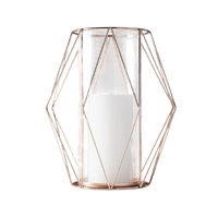 Set Tempat Lilin Lentera Kaca Modern Bahan Stainless Steel Tahan Panas Dekorasi Rumah Tempat Lilin Votive Kaca Logam untuk Dalam Ruangan