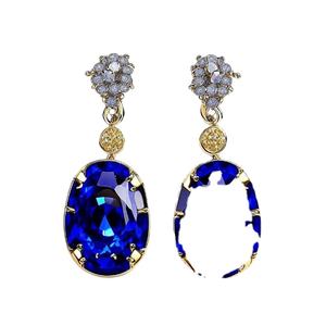 925 boucles d'oreilles en argent Sterling pour femmes bleu foncé Zircon cubique larmes usine en gros bijoux de mode pour les filles - Product Image 1